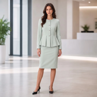 Ensemble de tailleur vert pour femme, ensemble de tailleur de bureau pour femme, ensemble de tailleur professionnel pour femme, ensemble de tailleur deux pièces pour femme