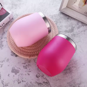 12 Oz Classic Egg Shape Design Vacuum <b>Insulated</b> Stainless Steel Red <b>Wine</b> <b>Tumbler</b> With Sliding Lid - Product Image 4