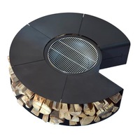 Meilleure vente, ensemble de meubles modernes de patio en acier avec table de foyer à bois pour jardin extérieur, table de foyer sans fumée