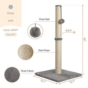 Fournisseurs moderne <span class=keywords><strong>pas</strong></span> <span class=keywords><strong>cher</strong></span> gris en peluche cadre d'escalade pour chat tour d'arbre à chat centre d'activités en sisal avec boule suspendue pour grands chats - Product Image 3