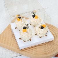 Boîte à cupcakes transparente écologique jetable 2/4/6/12 compartiments, conteneur à muffins transparent auto-assemblant en carton carré