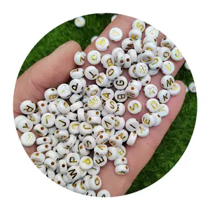 7 mm 500 g Goldene Rosenbuchstaben Kunststoff-Alphabet-Perlen zur Schmuckherstellung handgefertigtes Diamant-Armband Halskette