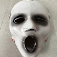 Nouveau Masque Fantôme Noir et Blanc HLC pour Halloween avec Bouche en Forme de O, Masque Facial Effrayant pour Farces, Masques de Cosplay pour Fêtes et Maisons Hantées