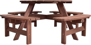 Parc pub patio jardin meubles grand luxe ronde <span class=keywords><strong>bois</strong></span> en <span class=keywords><strong>bois</strong></span> en plein air bière parapluie repas pique-nique <span class=keywords><strong>table</strong></span> et banc - Product Image 4