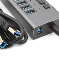 Hub USB 3.0 personnalisable, séparateur multi-USB 3.1, hub USB 7 ports multiport, accessoires PC avec adaptateur secteur pour ordinateur