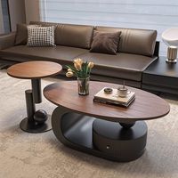 Table basse moderne rétractable en bois massif italien de luxe, table à thé, meubles de salon