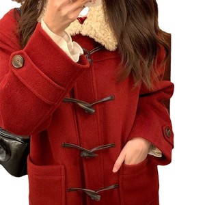 Korean Style Women's Wool Coat Mid Length Over The Knee High End Duffle Coat Camel Color With Pocket - Product Image 5