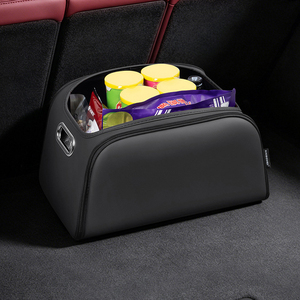 Boîte de rangement de coffre haut de gamme en cuir Nappa pour hommes et femmes avec poignée métallique, compatible avec <span class=keywords><strong>Mercedes</strong></span>, Audi, Tesla - Product Image 3