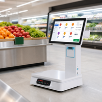 Caisse enregistreuse, terminal de point de vente, système de point de vente tout-en-un, reconnaissance IA, écran tactile 15,6 pouces, balance intégrée, Intel I3, Windows