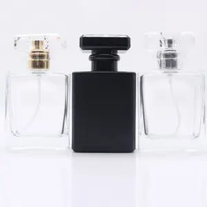 Groothandel 30Ml 50Ml Heldere Zwarte Glazen Parfums Fles/Parfum Cosmetische Verpakking
