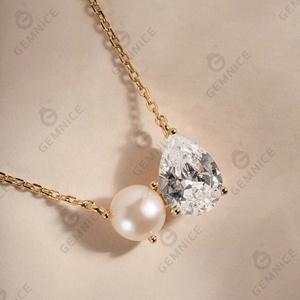 תכשיטי כסף סטרלינג 925 של ג'מנל לנשים, שרשרת תליון עם פנינה טבעית ויהלום ללבישה יומיומית - Product Image 6