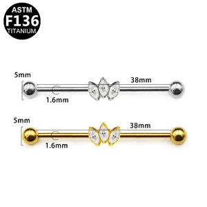 Gaby Fashion Jewelry ASTM-F136 de perçage d'<span class=keywords><strong>oreille</strong></span> G23 Titanium External Thread Cartilage Earring Industrial Barbell Jewelry - Product Image 2