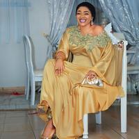 Nouvelles robes décontractées ethniques Boubou pour femmes, col rond, robe maxi Dashiki ornée de diamants