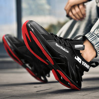 Nouvelles Chaussures Respirantes de Haute Qualité pour Hommes, Baskets Rouges Rehaussées Grande Taille pour la Marche et la Course