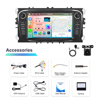 Autoradio Android Podofo 7'' 6+128 Go avec CarPlay sans fil et Android Auto pour Ford Focus/S-Max/Mondeo 9/Galaxy avec caméra et microphone