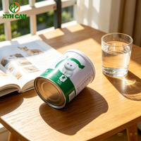 Vente en gros de boîtes de conserve de thon vides rondes en métal personnalisées 100ml 250ml avec autocollants