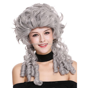 Pelucas de disfraz de fiesta sintéticas grises para mujer rizadas barrocas del siglo 17 - Product Image 1