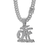Collar con colgante de letra con incrustaciones de diamantes de imitación, cadena cubana, joyería de personalidad estilo Hip Hop para hombre, accesorio para uso diario