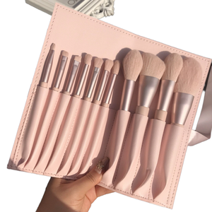 Ensemble de pinceaux de maquillage ZUNMEI Morandi portable de huit pièces pour débutants, manches en plastique, poils synthétiques, blush angulaire pour le visage - Product Image 1