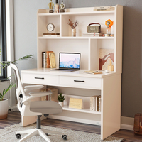 Bureau d'ordinateur en bois massif avec étagère intégrée pour la maison, la chambre à coucher ou les petits appartements.