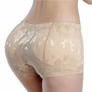 Dames Gewatteerd Slipje Ondergoed M-5XL Plus Size Bloemen Controle Slipje Voor Vrouwen Zwart Beige 2 Stuks Pad Shaper - Product Image 1