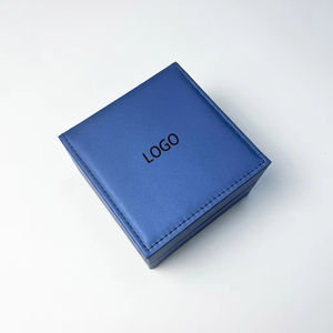 Caja de Cuero PU Azul para un Solo Reloj/Joyería, Directo de Fábrica, con Impresión de Logotipo Personalizado, Incluye Almohada de Terciopelo - Product Image 5