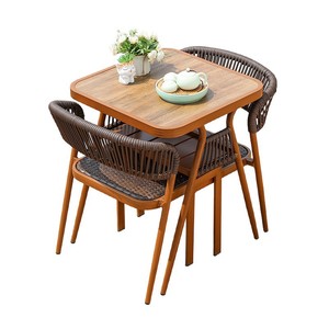 Modern Outdoor Rattan <b>Table</b> <b>Chair</b> Set Square <b>Foldable</b> Aluminum Frame Garden Furniture For Patio Cafe Use - Product Image 1