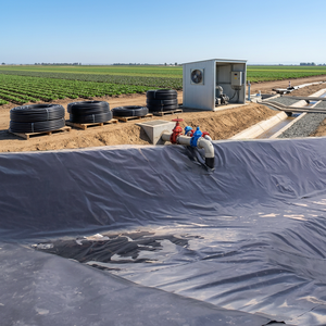 แผ่นรองบ่อ HDPE หนา 3.00 มม. แบบ Geomembrane มาตรฐาน ASTM GRI GM13 สำหรับบ่อเก็บน้ำเพื่อการเกษตร ถังเก็บน้ำ และการเพาะเลี้ยงสัตว์น้ำ - Product Image 1