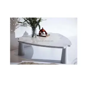 Customized White Travertine Marble Dining Table Irregular Flower Shape Design Polished Surface Finish Natural Stone Dining Room