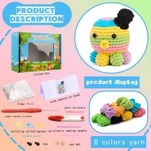 Kit de Material para Muñeco de Pulpo 2024, Kit de Material para Tejer <span class=keywords><strong>a</strong></span> Crochet, Kit de Crochet de Animales para Principiantes y Adultos - Product Image 4