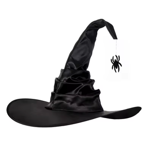 2024New Style Halloween Witch Hats Black Large Ruched Witch Hat Accesorio <span class=keywords><strong>de</strong></span> <span class=keywords><strong>mujer</strong></span> <span class=keywords><strong>para</strong></span> Halloween Cosplay Party Headband Witches Hat - Product Image 3