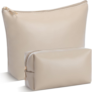 Ensemble de trousses de toilette en PU de taille moyenne, organiseur de maquillage portable avec fermeture éclair, design minimaliste - Product Image 3