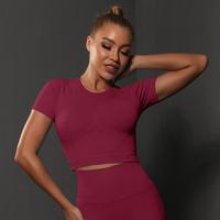 Nouvelles Couleurs Leggings Sans Coutures Tenues Push-up Couleur Unie Taille Haute Élastique Haut de Yoga à Manches Courtes et Short Ensemble 2 Pièces Ensembles de Yoga