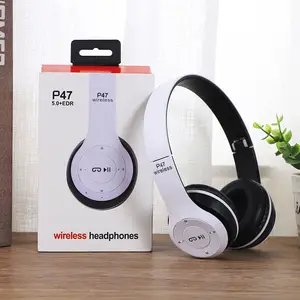 Penjualan laris headphone BT nirkabel P47 Headset Gaming lipat gigi biru Noise Cancelling dengan mikrofon