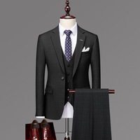 Setelan Blazer pria, setelan pria Prom pernikahan satu kancing, jas Blazer celana 3 potong, Slim Fit, kustomisasi grosir
