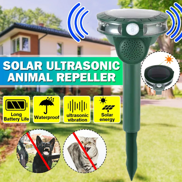 Ultra-Sonic Dog & Cat Repeller Waterproof Solar Bird Scarer Farm Garden Battery-Powered Safe Effective Bird Deterrent Lawn Use