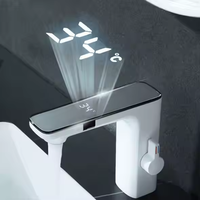 Robinet thermostatique monotrou en laiton au design moderne de luxe Robinet à écran numérique à capteur tactile automatique monté sur le pont