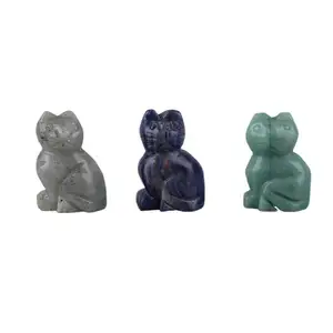 Wholesale small cat carvings gemstone minerals and natural stone crystals crafts