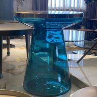 Table basse ronde en verre créative, style 'Net Red', simple, pour salon, table d'appoint de canapé transparente, légère et luxueuse