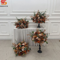 Centre de table floral artificiel automne orange brûlé et marron, arrangement de roses en soie pour mariage, événement ou fête