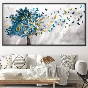 Tela com folhas de borboleta, pintura em tela com estampa de árvore, posteres e impressões, imagens de arte para sala de jantar, decoração de casa e quadros