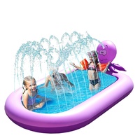 Piscine gonflable en PVC pour enfants, tapis de jeu extérieur avec pulvérisation en forme de vaisseau spatial