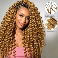 Rambut Crochet Invisible Knots Feather Human Virgin 18 Inch 70g Pre-Looped Brazilian Curly (Open End) Natural Bouncy China Hair