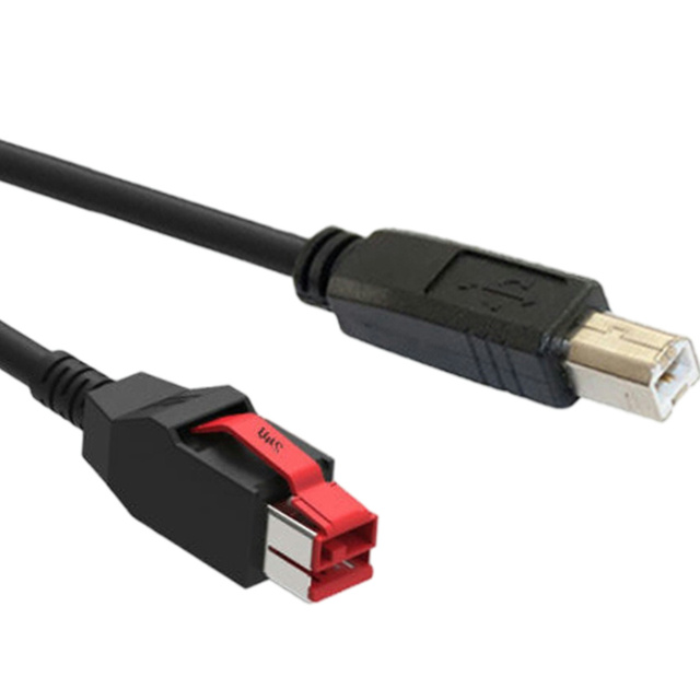 Custom POS Terminal Cable 24V Power USB Male to USB 2.0 BM Printer Cable with PVC Jacket Braid Shielding 1080p Support