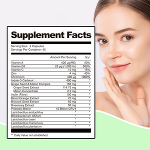 Capsules d'indole-3-carbinol, antioxydant, mélange personnalisé de pépins de raisin, marque privée, service OEM ODM, certifié HACCP NSF GMP ISO - Product Image 4