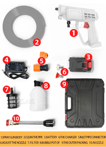 Pistola de lavado de coches eléctrica OGAS ABS, bomba de alta <span class=keywords><strong>presión</strong></span>, 68bar, 48V, inalámbrica, <span class=keywords><strong>Motor</strong></span> de cobre puro, pistola de espuma de chorro de <span class=keywords><strong>agua</strong></span> - Product Image 5