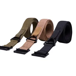 Hot Selling Durable Outdoor Woven Braided Nylon Black Brown Fabric Belt With Plastic Buckle