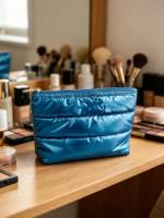 Sacs cosmétiques personnalisés en gros avec logo, grande capacité, pour rouges à lèvres, sacs de maquillage matelassés doux et moelleux pour le voyage