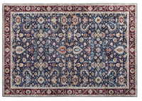 Tapis de style oriental en bleu foncé à motifs floraux, Arabie Saoudite