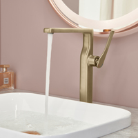 Robinet de lavabo moderne classique en laiton à poignée unique, mitigeur chaud/froid, design de luxe à poser sur le comptoir pour lavabos de salle de bain d'hôtel et de maison